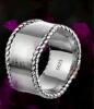 Stamped 925S Wide Band Ring Size 10 high Polish with Roped sides