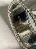 Stamped 925S Wide Band Ring Size 10 high Polish with Roped sides - 4