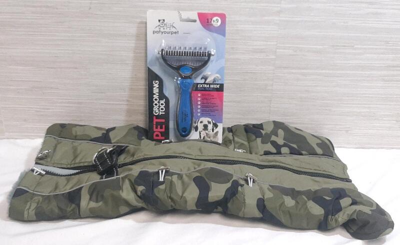 New Camouflage Pet Coat & Patyourpet Pet Grooming Brush