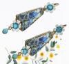 Vintage Inspired Elegant Handcrafted Glass Mosaic Drop Earrings Pierced Lever backs signed Appproximate 3&rsquo;&rsquo; drop - 3
