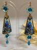Vintage Inspired Elegant Handcrafted Glass Mosaic Drop Earrings Pierced Lever backs signed Appproximate 3&rsquo;&rsquo; drop - 5