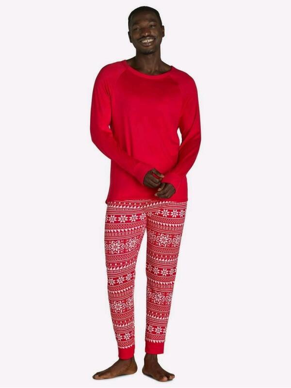 New sz Large Men's Jaclyn Red Fair Isle Holiday 2-Piece Pajama Set