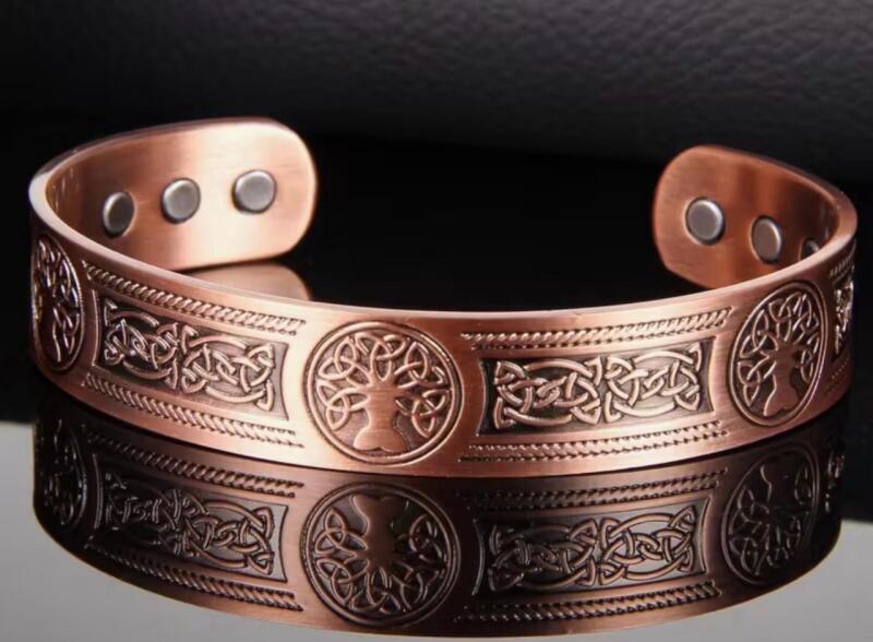 6 Strong Magnets Copper Magnetic Tree of Life Bracelet Adjustable Solid Copper Cuff Bangle with Intricate Celtic Knot Design Large diameter 3&rsquo;&rsquo; Stock photos added