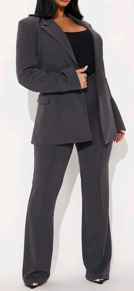 New Women's Size Small Fashion Nova Dreamy Moments Blazer Set , Charcoal . Stock photos used