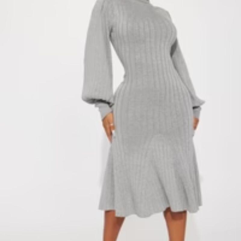 New Size M Aquarius Mermaid Sweater Midi Dress - Heather Grey