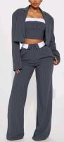 New Women's Size Small Fashion Nova It Girl 3pc. Pant Set , Grey . Stock photos used