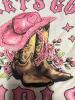 New Size Large Women's Western Cowgirl Graphic T-Shirt - Let's Go Girls Design with Pink Cowboy Hat & Boots, Casual Crew Neck Short Sleeve Top 95% Polyester 5% Elastane Machine Wash stock photos added - 5