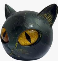 Modern Black Cat Head Statue Elegant Marble-like Glossy Resin Sculpture with Golden Eyes & Black Marble Texture Approximately 3.15 x 3.15&rsquo;&rsquo; stock photos added