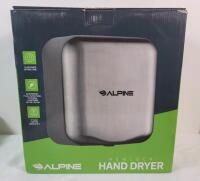 New - Alpine Hemlock Automatic Hand Dryer - Heavy Duty Stainless Steel - Commercial High Speed Hot Air Hand Blower | 1800Watts | 110-120Volts | Quick & Easy Installation. Can be Plugged Into Wall or Hard Wired . Retail $290