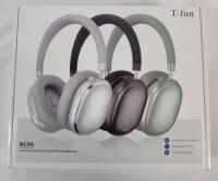 As New - T-Fun NC95 Wireless Hybrid Active Noise Cancelling Hardphones . Tested Powers Up , Not Tested Beyond Power Up (requires app from app store)