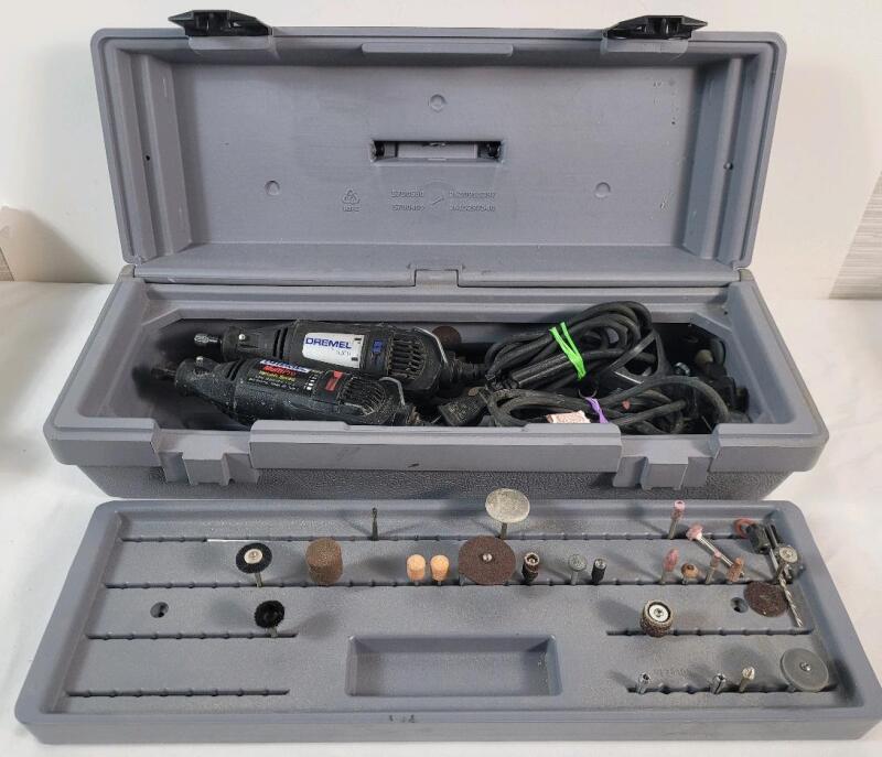 Two (2) Dremel Rotary Power Tools w/Accessories & Case . Both tested & working