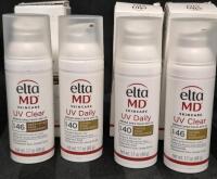 [See Desc] 4&times; ELTA MD UV Daily Broad Spectrum SPF 40 & 46 Tinted Face Sunscreens, Moisture Boost for Dry & Combination Skin with Hyaluronic Acid + Transparent Zinc Oxide Finish & Calms and Protects Skin Prone to Acne & Rosacea 48g Exp 03/2026 to 11/2026