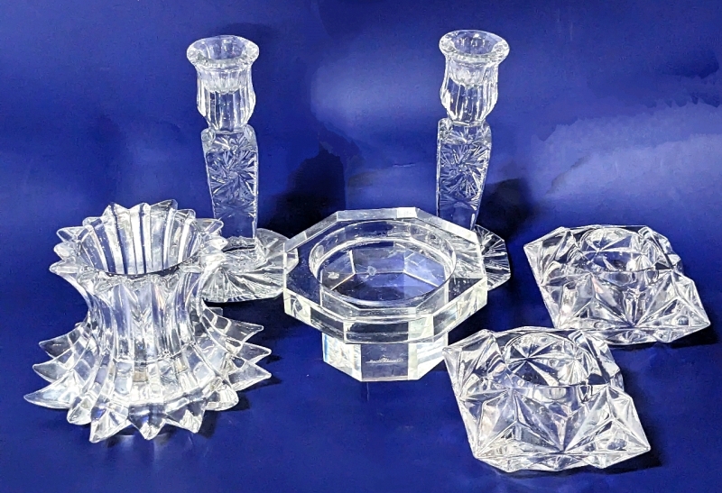 Rosenthal Crystal Pillar Candle Holder Signed & More