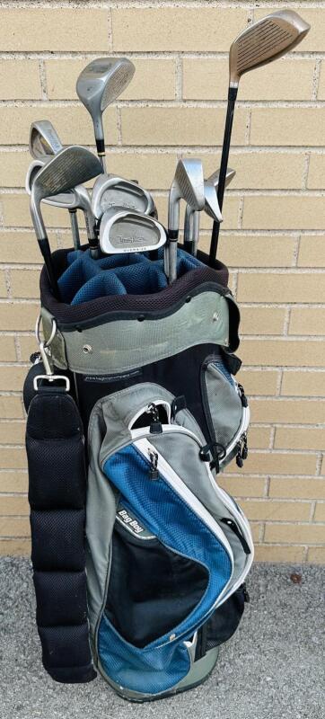 11 Right-Handed Golf Clubs with Bag, Various Brands, Includes Irons 3-9 + PW, Woods 1, 4, 5, and Putter