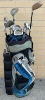 11 Right-Handed Golf Clubs with Bag, Various Brands, Includes Irons 3-9 + PW, Woods 1, 4, 5, and Putter