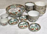 23 Vintage Rooster & Dragon Pattern Dishes