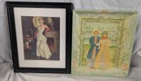 2 Artworks. One Print and One Painting that Covered the Frame. 16" by 13" for Print.