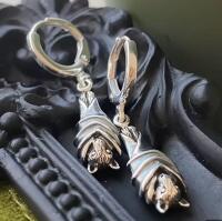 Vintage Gothic Inverted Resting Bat Hoop Drop Earrings Creative Statement Dangles Stock photos added Approximately 1&rsquo;&rsquo; drop