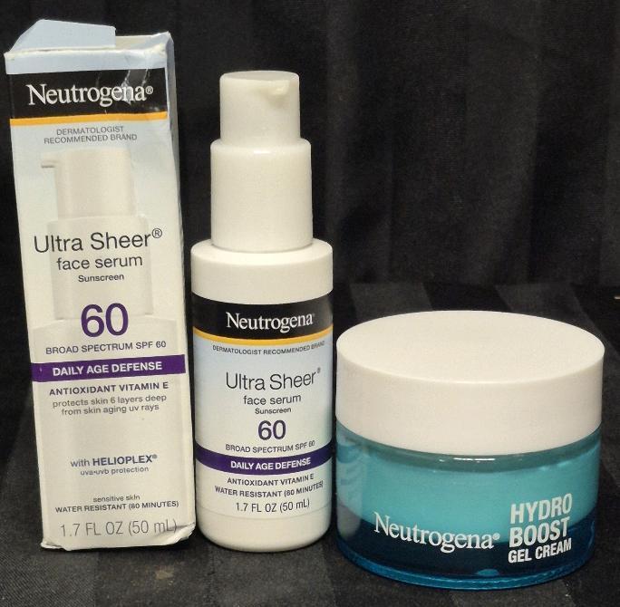 [See Desc] 2 Neutrogena Facial Beauty Products: Hydro Boost Gel Cream 50mL & Ultra Sheer Face Serum SPF 60 Exp 2027/01, 50mL