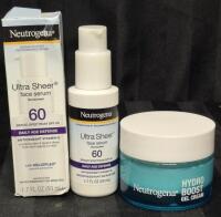 [See Desc] 2 Neutrogena Facial Beauty Products: Hydro Boost Gel Cream 50mL & Ultra Sheer Face Serum SPF 60 Exp 2027/01, 50mL