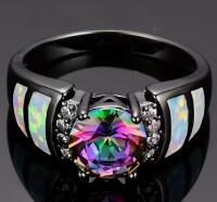 Size 9 Luxurious Gemstone Rhinestone Inlaid Japanned Ring Shining Colorful Lights Reflecting Beauty Stock Photos added