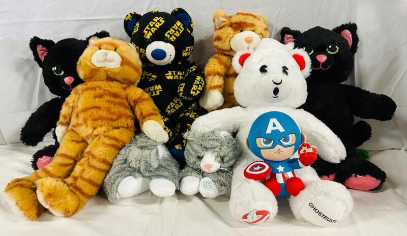 8 Stuffed Animals, Includes Bears, Cats, Captain America - Various Sizes, Largest Measures Approx. 18&rdquo;