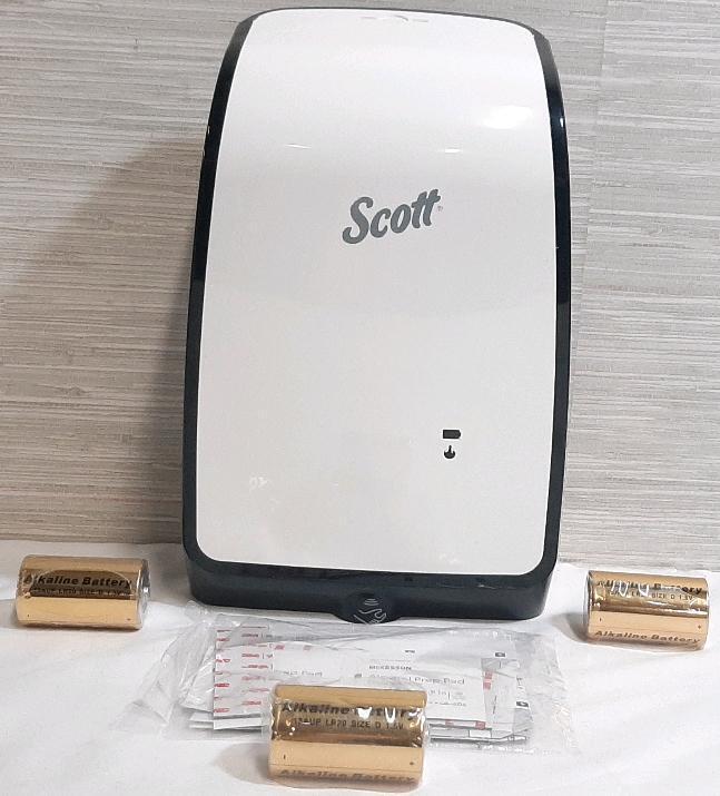 New in Box Scott Electronic Cassette Dispenser | Includes 3 Alkaline Batteries, Instruction Manuals & Alcohol Prep Pads