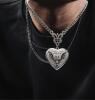 Vintage Gothic Bat & Heart Inspired Pendant Necklace Stainless Steel Chain Bat Locket approximately 1&rsquo;&rsquo; Chain 14 choker lengh with 2.5&rsquo;&rsquo; extender - 3
