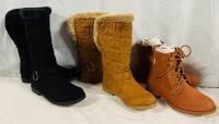 3 Pairs New Women&rsquo;s Boots, Size 2, 1, 2 (Left to Right)