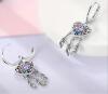 Stamped S925 Sterling Dreamcatcher Heart Hoop Earrings Sparkly Rhinestones Slide in Clasp Round Hoops with Drop - approximately 1.4&rsquo;&rsquo; - 2