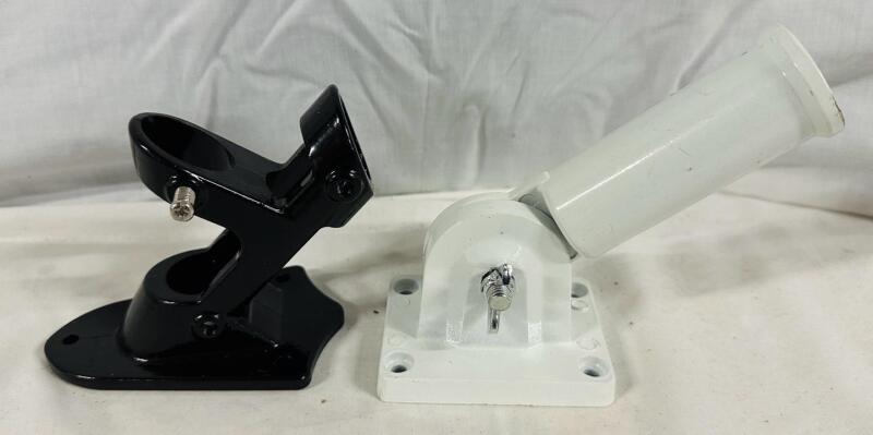 2 As-New Flag Holders, One Includes Anchors/Screws; Can Hold Poles up to Approx. 1&rdquo; Diameter