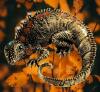 Vintage Inspired Beautiful Falll Colored Lizard Brooch Detailed texture Rhinestone Eyes Orange Glow Cabochons approximately 2.5 x 2.5&rsquo;&rsquo; - 3
