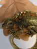 Vintage Inspired Beautiful Falll Colored Lizard Brooch Detailed texture Rhinestone Eyes Orange Glow Cabochons approximately 2.5 x 2.5&rsquo;&rsquo; - 4