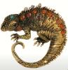 Vintage Inspired Beautiful Falll Colored Lizard Brooch Detailed texture Rhinestone Eyes Orange Glow Cabochons approximately 2.5 x 2.5&rsquo;&rsquo; - 5