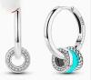 Marked S925 Demure Hoop Earrings with 3 Removable Charm Rings Slide in pierced Posts approximately .7&rsquo;&rsquo; Round - 2