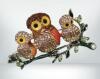 Beautiful Colorful Rhinestone Enamel Owl Brooch Adult with two Owlets approximately 1.5 x 2.5&rsquo;&rsquo;