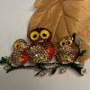 Beautiful Colorful Rhinestone Enamel Owl Brooch Adult with two Owlets approximately 1.5 x 2.5&rsquo;&rsquo; - 4