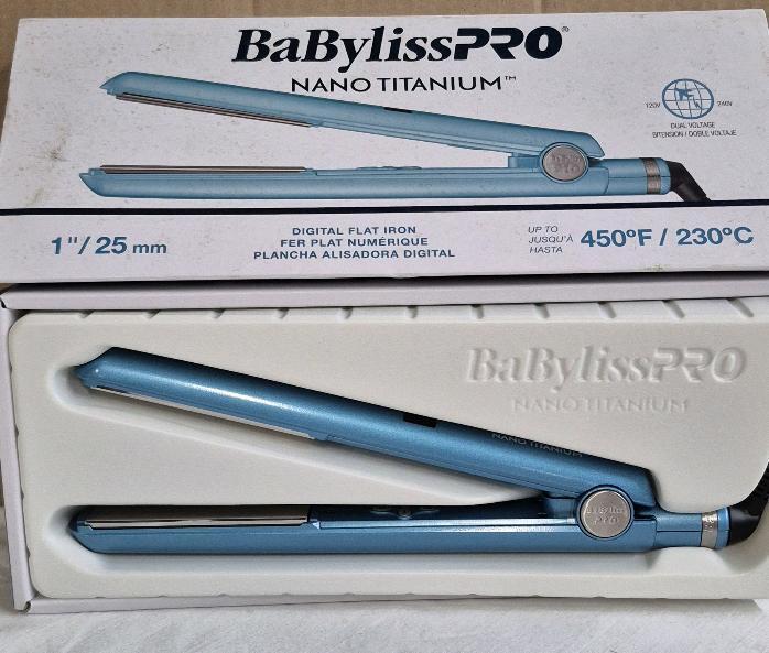 As New in Open Box BaByliss Pro Nano Tiranium Digital Flat Iron - 1" Barrel up to 450 Degrees