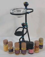 Body Shop 2-Figure Free Standing Aroma Oil Burner w/8 Aroma Home Fragrance Oils .