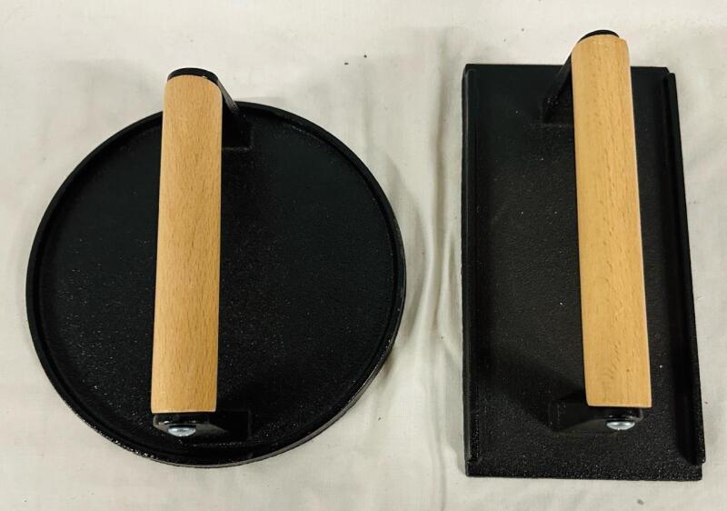 2 New Meat Presses; 1 Round (7&rdquo; Diameter) and 1 Rectangular (8.25&rdquo; x 4.25&rdquo;)