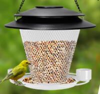 New Solar-Powered Metal Bird Feeder; Squirrel Proof