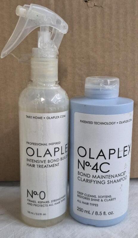 [See Desc] 2 Olaplex Hair Products: Intensive Bond Building Hair Treatment no. 0 155mL & Bobd Maintenance Clarifying Shampoo 250mL