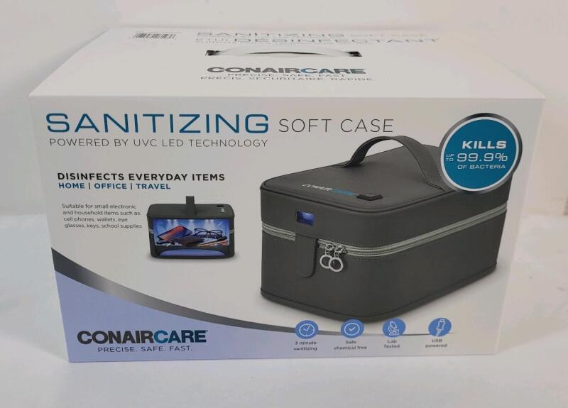New - ConairCare Everyday Items Sanitizing Soft Case . Kills up to 99.9% od Bacteria . Case measures 10.5"&times;7.5"&times;6"
