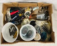 HUGE Assorted Tool Lot, Includes Various Screwdrivers, Screws, Drill Bits, Allen Keys, Brackets, and More