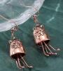 Vintage Inspired Cat Earrings Hand-Carved Copper Hoops with Black Etched Face Intricately Carved Cat-Shaped Earrings Sheppard Hooks approximately 1.5&rsquo;&rsquo; drop. Little paws hang down stock photos added - 2