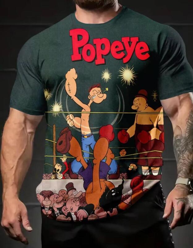 New Men&rsquo;s Size XXL Popeye Boxing T-Shirt 3D Vibrant Boxing Print Crew Neck Short Sleeve 100% Polyester Machine Wash stock photos added