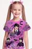 New Girls 9-10Y Wednesday Vibrant Print S/S T Shirt Purple Rose Vampire Characters Soft Round Neck Shirt Machine Washable, Durable Print Stock Photos added 100% Polyester
