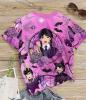 New Girls 9-10Y Wednesday Vibrant Print S/S T Shirt Purple Rose Vampire Characters Soft Round Neck Shirt Machine Washable, Durable Print Stock Photos added 100% Polyester - 4