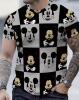 New Size Large Disney Men's Mickey Mouse Graphic T-Shirt | Black & White Checkered Design with Colorful Mickey Faces Casual Short Sleeve Polyester Machine Wash stock photos added