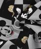 New Size Large Disney Men's Mickey Mouse Graphic T-Shirt | Black & White Checkered Design with Colorful Mickey Faces Casual Short Sleeve Polyester Machine Wash stock photos added - 3
